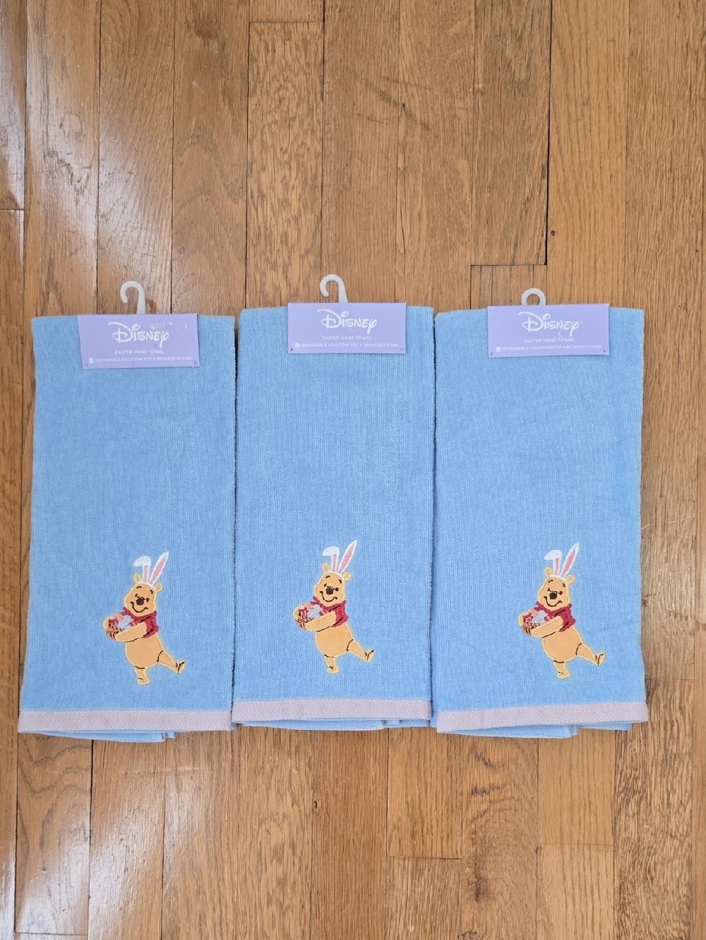 DISNEY BRAND SPRING & EASTER WINNIE THE POOH  HAND TOWELS BUNDLE OF 3 TOWELS